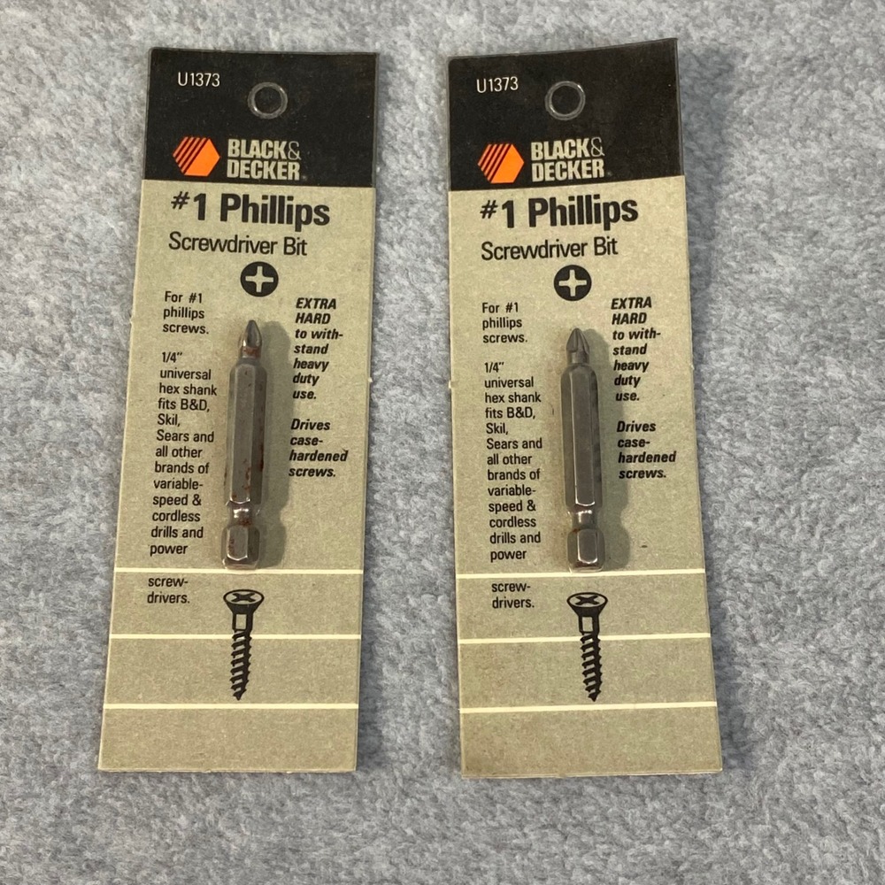 Black & Decker #1 Phillips Screwdriver Bit 2pc 1/4" Hex U1373 Handyman Hand Tool